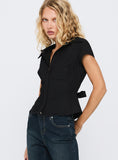 Akiyo Button Up Blouse Top Black