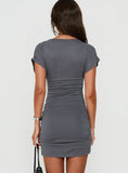 Mattey Cinched V Neck Mini Dress Slate