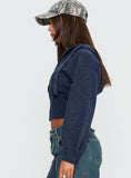 Kieley Zip Through Knit Hoodie Navy