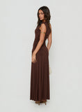 Gwenneth One Shoulder Maxi Dress Chocolate