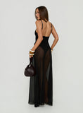 Avra Sheer Bodysuit Maxi Dress Black