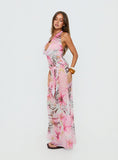 Karzi Chiffon Maxi Skirt Pink Floral