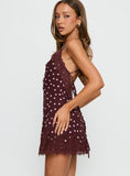 Call My Lover Lace Slip Mini Dress Brown Polka Tall