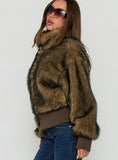 Luxia Faux Fur Funnel Neck Jacket Multi