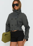 Blanc Cropped Trench Coat Olive