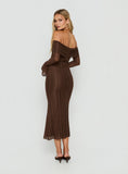 Perdita Long Sleeve Lace Maxi Dress Dark Brown