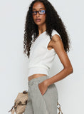 Cloud Tempo Boat Neck Cinched Knit Top White
