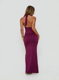 Erene Ruched Halter Maxi Dress Berry