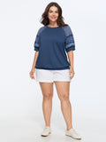 Striped Print Raglan Puff Sleeve Sweatshirt