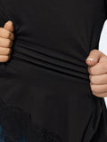 Cotton Stretchy Lace Trim Long Length T-Shirt