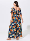 Floral Print Cold-Shoulder Breezy Jumpsuit