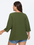 Pleated Raglan Sleeve Flowy Blouse