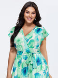 Floral Print Waist-Tie Flowy Midi Dress
