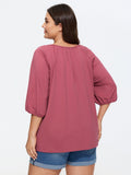 Cotton Pleated Button-Front Jersey Top