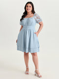 Sheer Lace Sleeve Open Back Mini Dress