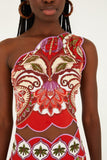 Red Odara Scallops One-Shoulder Top