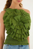Green One Shoulder Blouse