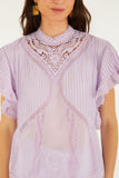 Lilac Lace Ruffled Blouse