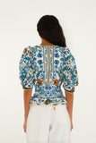 Off-White Flora Tile Smocked  Blouse