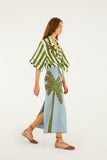 Green Spring Stripes Embroidered Crop Top