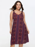 Boho Print O-Ring Detail Strap Sleeveless Mini Dress