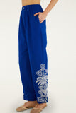 Blue Romantic Embroidered Pants