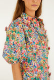 Off-White Peasant Floral Butterflies  Blouse