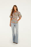 Off-White Peasant Floral Butterflies  Blouse