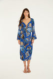 Blue Mystical Front Cut-Out Crop Blouse and Skirt Set