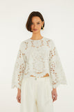 Off-White Flowers Richelieu Long Sleeve Blouse