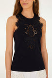 Black Lace Organic Cotton Sleeveless Blouse