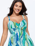 Geometric Print Cut-Out Back Maxi Dress