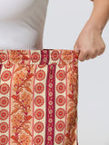 Floral Striped Print Drawstring Shorts