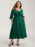 Drawstring Cinched-Bust Sweetheart Maxi Dress