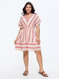 Striped Print Dolman Sleeve Mini Dress
