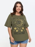 Cotton Sunkissed Floral Print Flared Sleeve T-Shirt