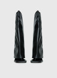 Burning Daylight Open Toe Knee High Boots Black