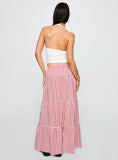 Ilaina Tiered Maxi Skirt Red Check