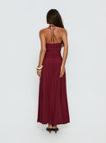 Marguerite Halter Maxi Dress Ruby Wine Petite