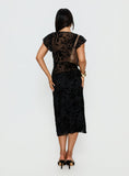 Atira Midi Skirt Leaf Flower Black