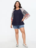 Floral Patchwork Print Waffle Knit T-Shirt