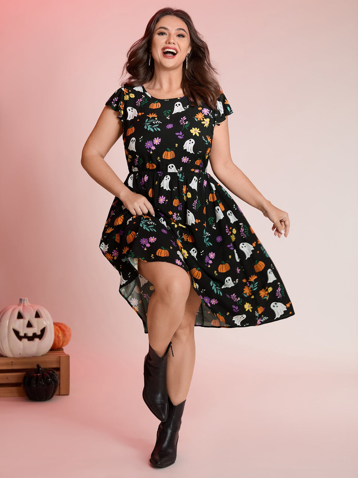 Ghost Party Rayon Pockets Mini Dress