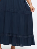 Supersoft Lace Trim Ruffled Sleeve Maxi Dress