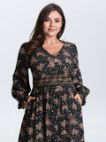 Floral Print Triangular Waist Midi Dress
