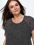 Sheer Sleeve Geometric Print Blouse