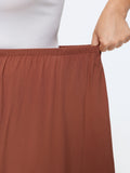 Shirred Waist Plain Flowy Wide-Leg Pants