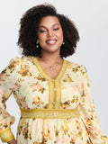 Sunkissed Floral Color Contrast Midi Dress