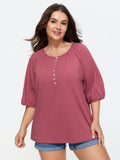 Cotton Pleated Button-Front Jersey Top