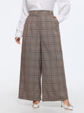 Plaid Print Wide-Leg Pants