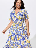 Majolica Print Shirred Waist Flowy Maxi Dress